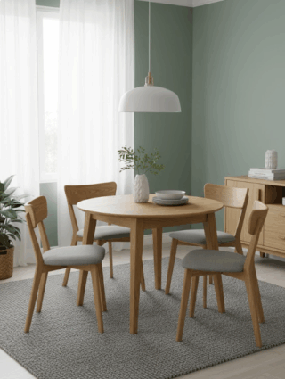 Geneva -jatkettava ruokapöytä ø90cm Tammi