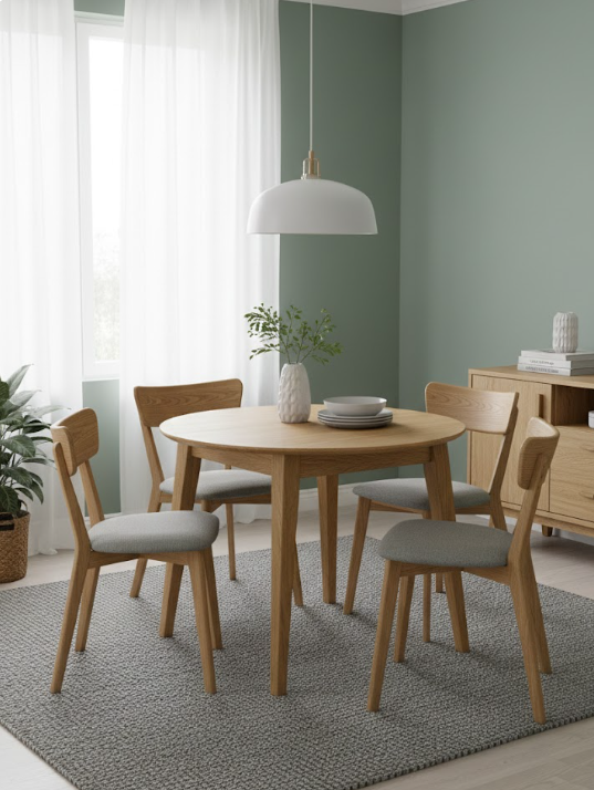 Geneva -jatkettava ruokapöytä ø90cm Tammi